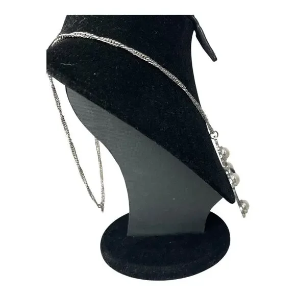 Vintage Sarah Coventry Cross Necklace Faux Pearl Purple Cabochon Silver Tone - Picture 4 of 8